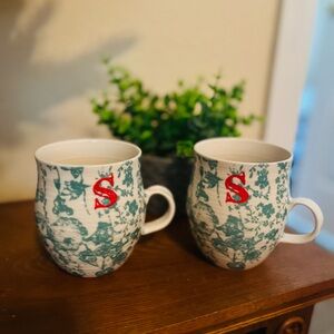 Anthropologie Botanical “S” Monogram Cups (2)